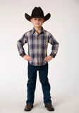 Roper Boys Long Sleeve Snap Ranch Plaid Western Shirt - Roper