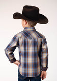 Roper Boys Long Sleeve Snap Ranch Plaid Western Shirt - Roper