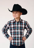 Roper Boys Long Sleeve Snap West Plaid Western Shirt - Roper