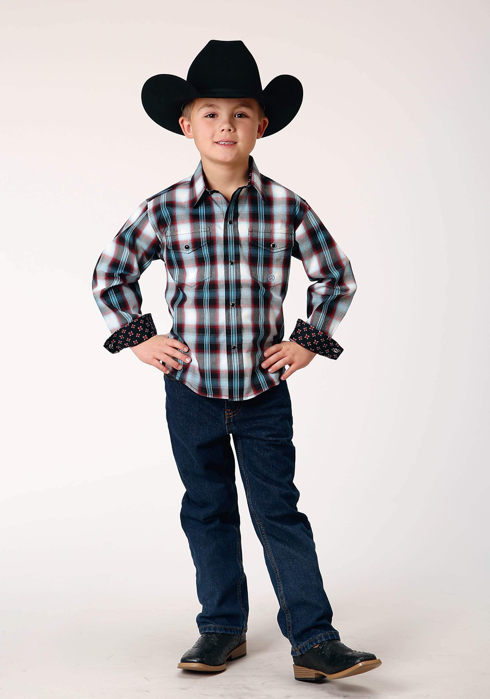 Roper Boys Long Sleeve Snap West Plaid Western Shirt - Roper - Flyclothing LLC
