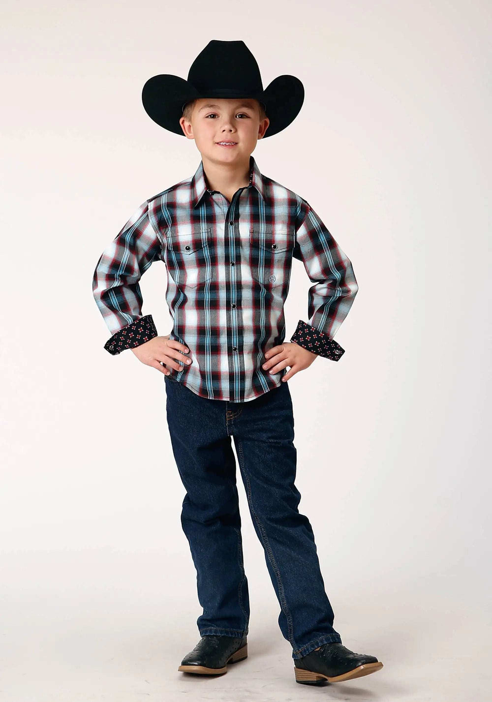 Roper Boys Long Sleeve Snap West Plaid Western Shirt - Roper - Flyclothing LLC