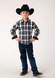 Roper Boys Long Sleeve Snap West Plaid Western Shirt - Roper