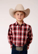 Roper Boys Long Sleeve Snap Basic Red Plaid Western Shirt - Roper - Flyclothing LLC