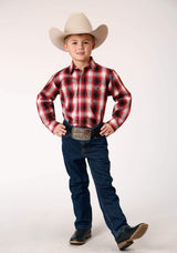 Roper Boys Long Sleeve Snap Basic Red Plaid Western Shirt - Roper - Flyclothing LLC