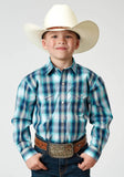 Roper Boys Long Sleeve Snap Cool Breeze Plaid Western Shirt - Roper