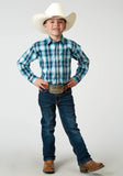 Roper Boys Long Sleeve Snap Cool Breeze Plaid Western Shirt - Roper