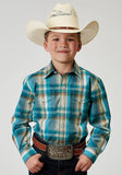 Roper Boys Long Sleeve Snap Waters Edge Plaid Western Shirt - Roper