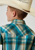 Roper Boys Long Sleeve Snap Waters Edge Plaid Western Shirt - Roper