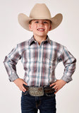 Roper Boys Long Sleeve Snap Gray Cloud Plaid Western Shirt - Roper