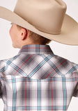 Roper Boys Long Sleeve Snap Gray Cloud Plaid Western Shirt - Roper