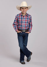 Boys Roper American West Plaid Long Sleeve Snap Shirt