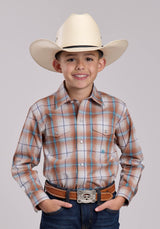 Boys Roper Saltillo Plaid Long Sleeve Snap Shirt