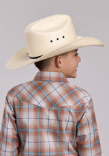 Boys Roper Saltillo Plaid Long Sleeve Snap Shirt