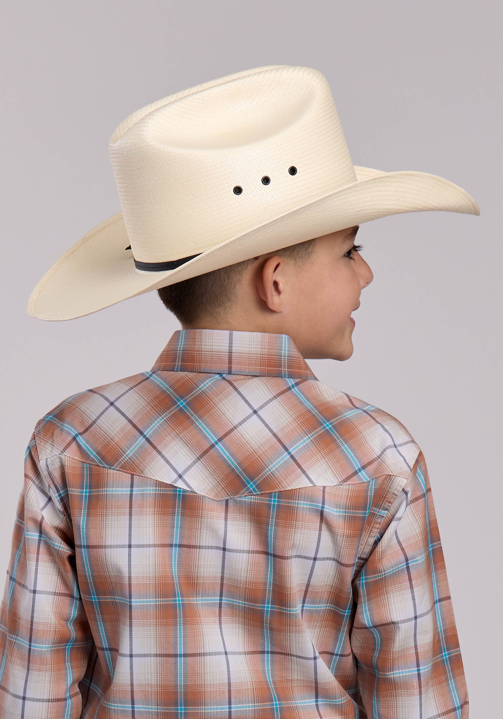 Boys Roper Saltillo Plaid Long Sleeve Snap Shirt