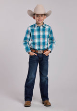 Boys Roper Sunset Plaid Long Sleeve Snap Shirt