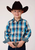 Roper Boys Long Sleeve Snap Sunset Plaid Western Shirt - Roper