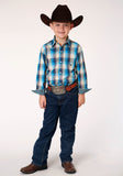 Roper Boys Long Sleeve Snap Sunset Plaid Western Shirt - Roper