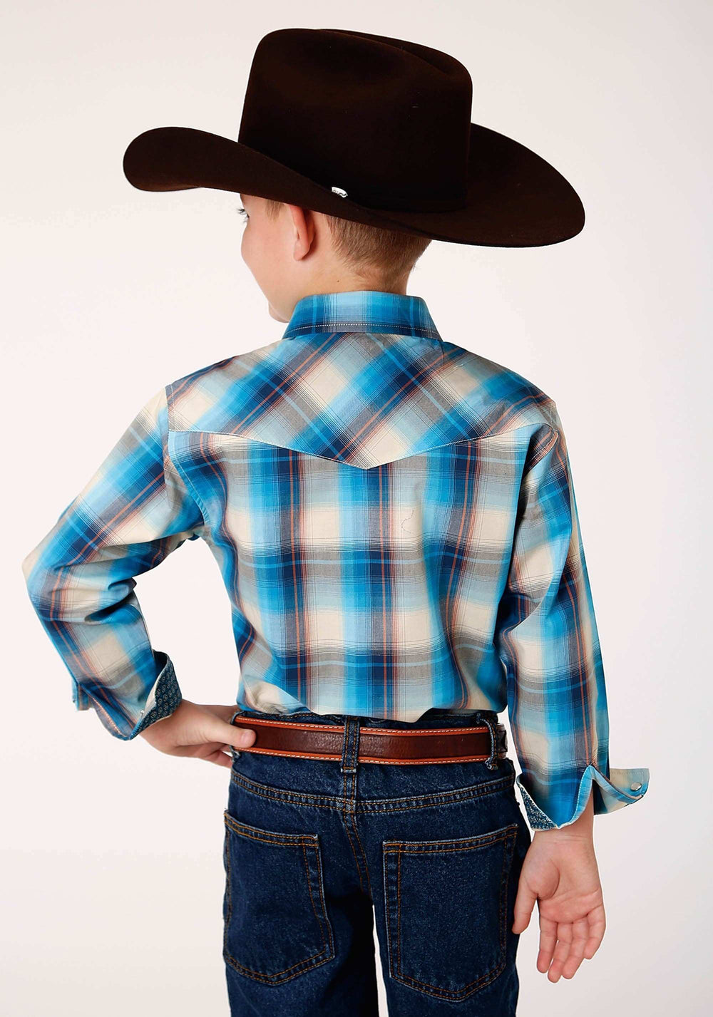 Roper Boys Long Sleeve Snap Sunset Plaid Western Shirt - Roper - Flyclothing LLC