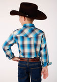 Roper Boys Long Sleeve Snap Sunset Plaid Western Shirt - Roper