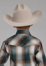 Roper Boys Tall Tree Plaid Long Sleeve Snap Western Shirt