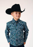 Roper Boys Long Sleeve Button Canyon Paisley Western Shirt - Roper