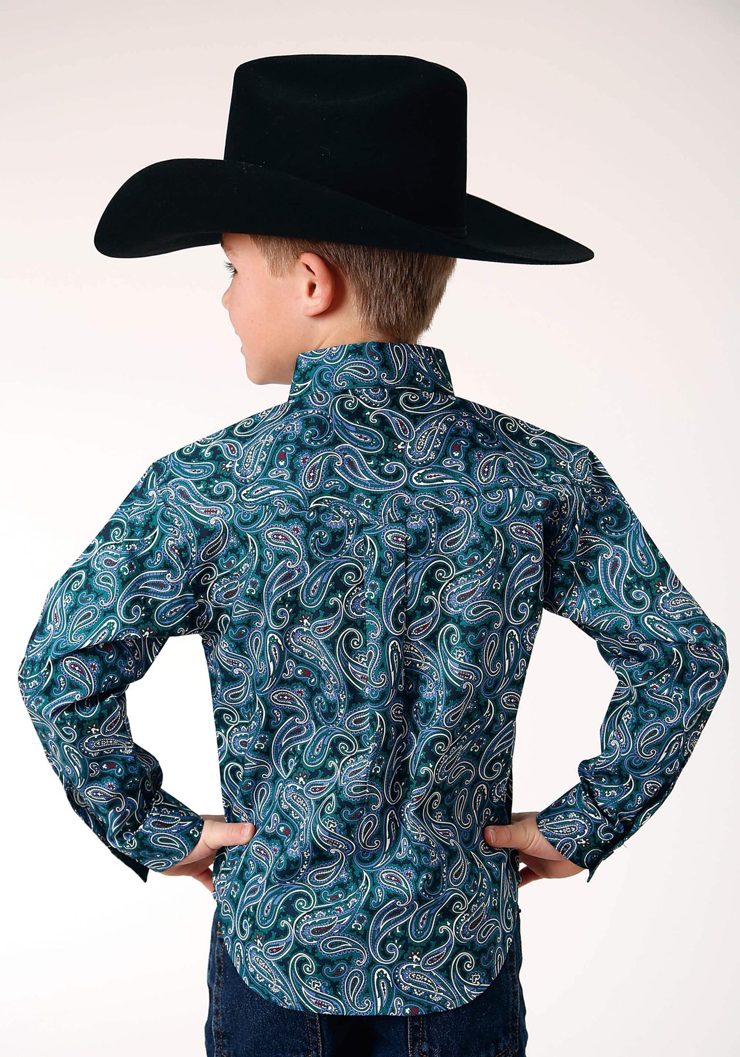Roper Boys Long Sleeve Button Canyon Paisley Western Shirt - Roper - Flyclothing LLC