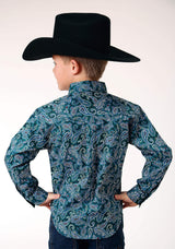 Roper Boys Long Sleeve Button Canyon Paisley Western Shirt - Roper - Flyclothing LLC