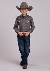 Roper Boys Long Sleeve Button Iron Paisley Western Shirt - Roper - Flyclothing LLC