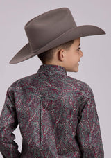 Roper Boys Long Sleeve Button Iron Paisley Western Shirt - Roper - Flyclothing LLC
