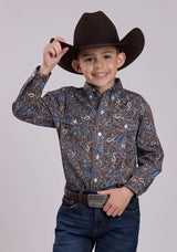 Roper Boys Long Sleeve Button Bluebird Paisley Western Shirt - Roper - Flyclothing LLC