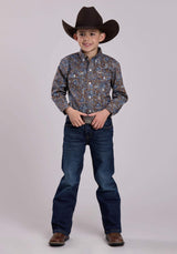 Roper Boys Long Sleeve Button Bluebird Paisley Western Shirt - Roper - Flyclothing LLC
