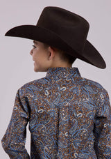 Roper Boys Long Sleeve Button Bluebird Paisley Western Shirt - Roper - Flyclothing LLC