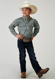 Roper Boys Long Sleeve Button Delft Paisley Western Shirt - Roper
