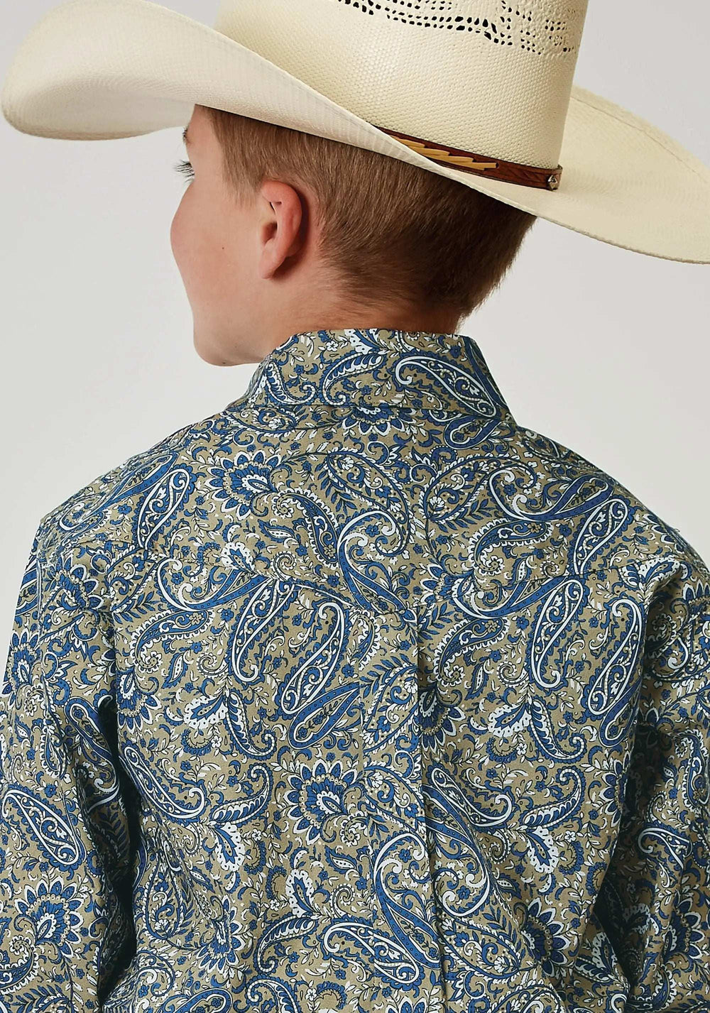 Roper Boys Long Sleeve Button Delft Paisley Western Shirt - Roper - Flyclothing LLC