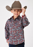 Roper Boys Long Sleeve Button Red River Paisley Western Shirt - Roper