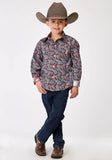 Roper Boys Long Sleeve Button Red River Paisley Western Shirt - Roper