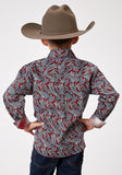 Roper Boys Long Sleeve Button Red River Paisley Western Shirt - Roper