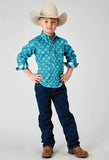 Roper Boys Long Sleeve Button Lake Medallion Western Shirt - Roper