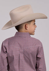 Boys Roper Red Tile Foulard Long Sleeve Button Shirt