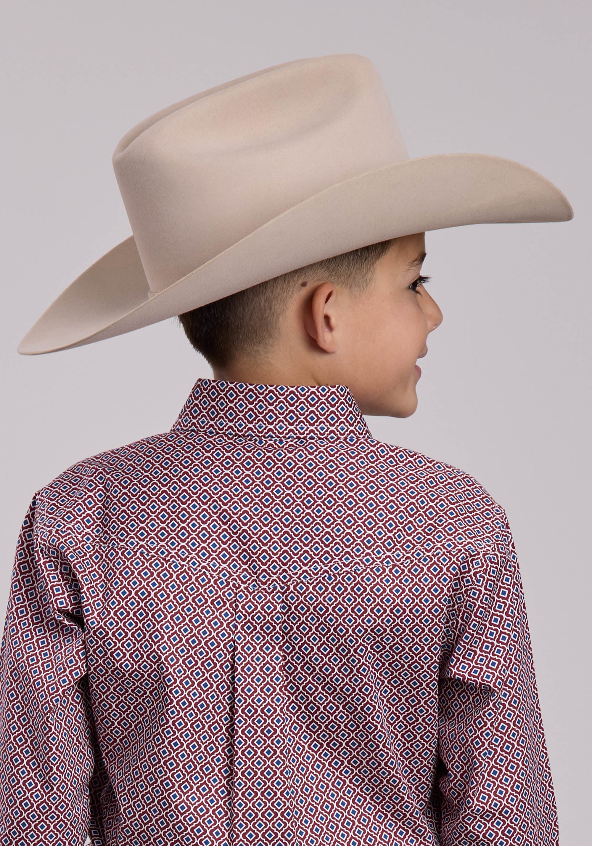 Boys Roper Red Tile Foulard Long Sleeve Button Shirt
