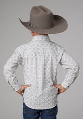 Roper Boys Long Sleeve Button Silver Medallion Western Shirt - Roper