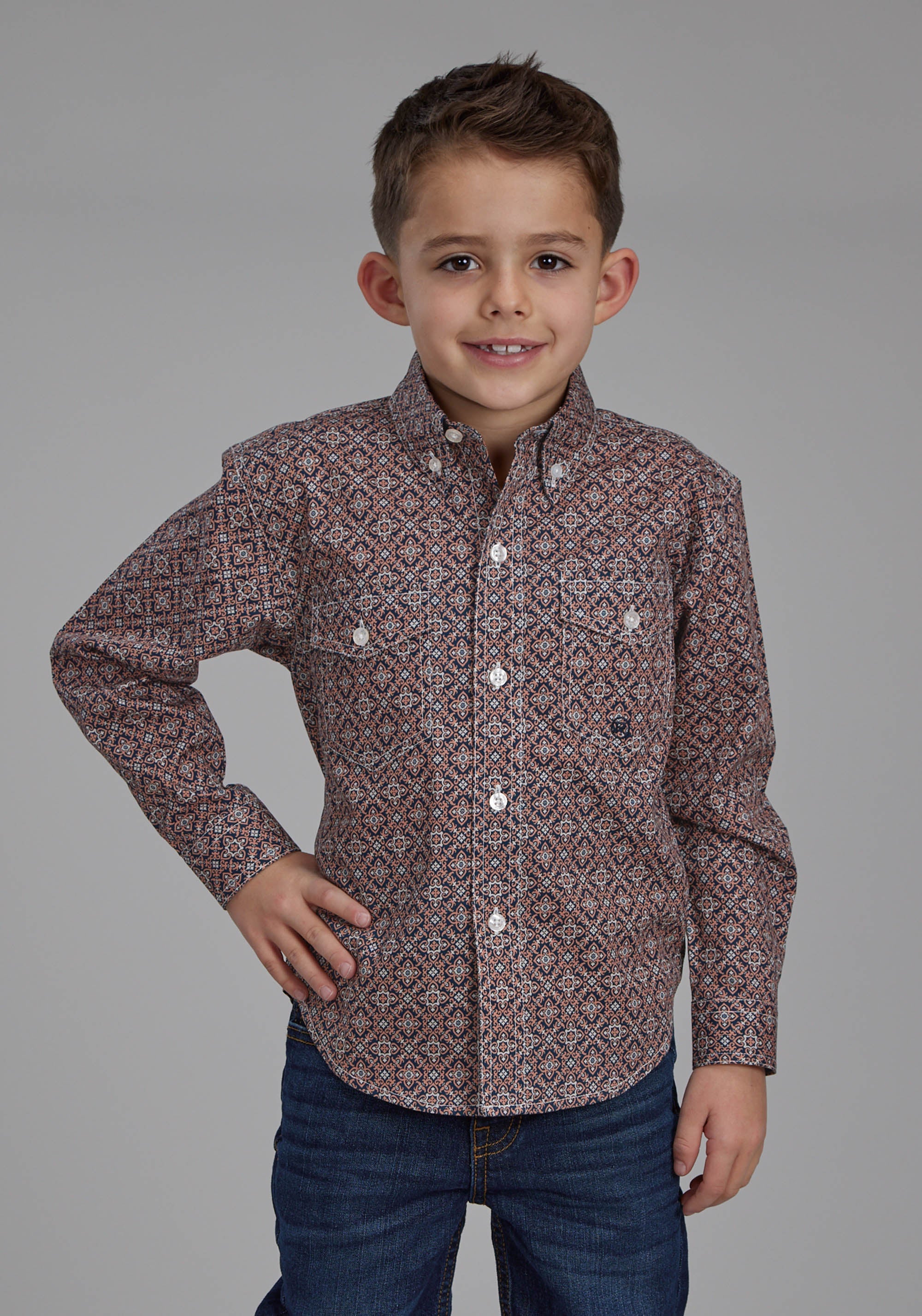 Roper Boys Ginger Foulard Long Sleeve Button Western Shirt