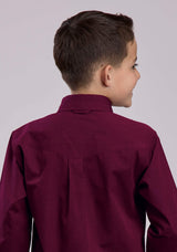 Roper Boys Long Sleeve Button Black Fill - Wine Western Shirt - Roper - Flyclothing LLC