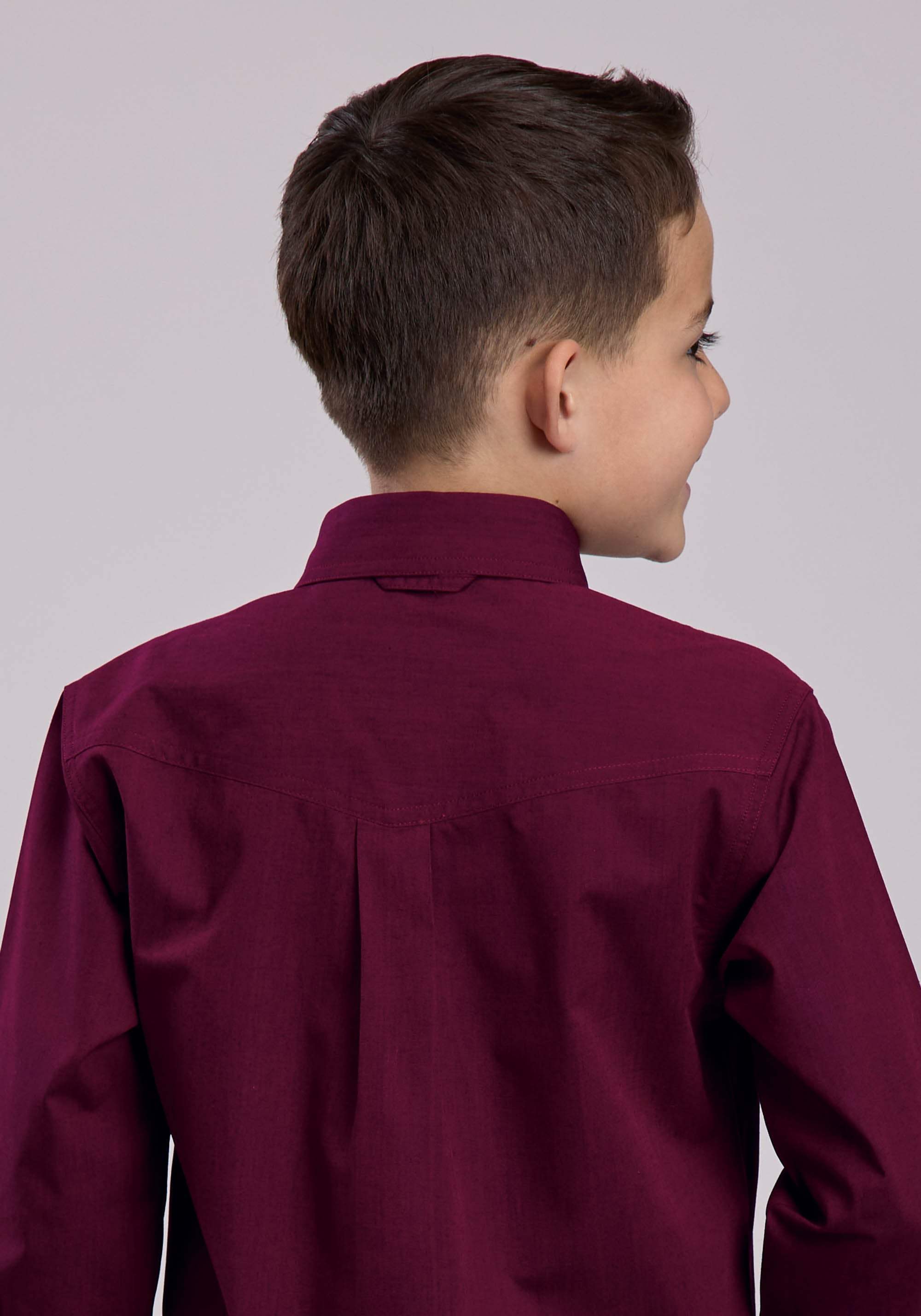 Roper Boys Long Sleeve Button Black Fill - Wine Western Shirt - Roper - Flyclothing LLC