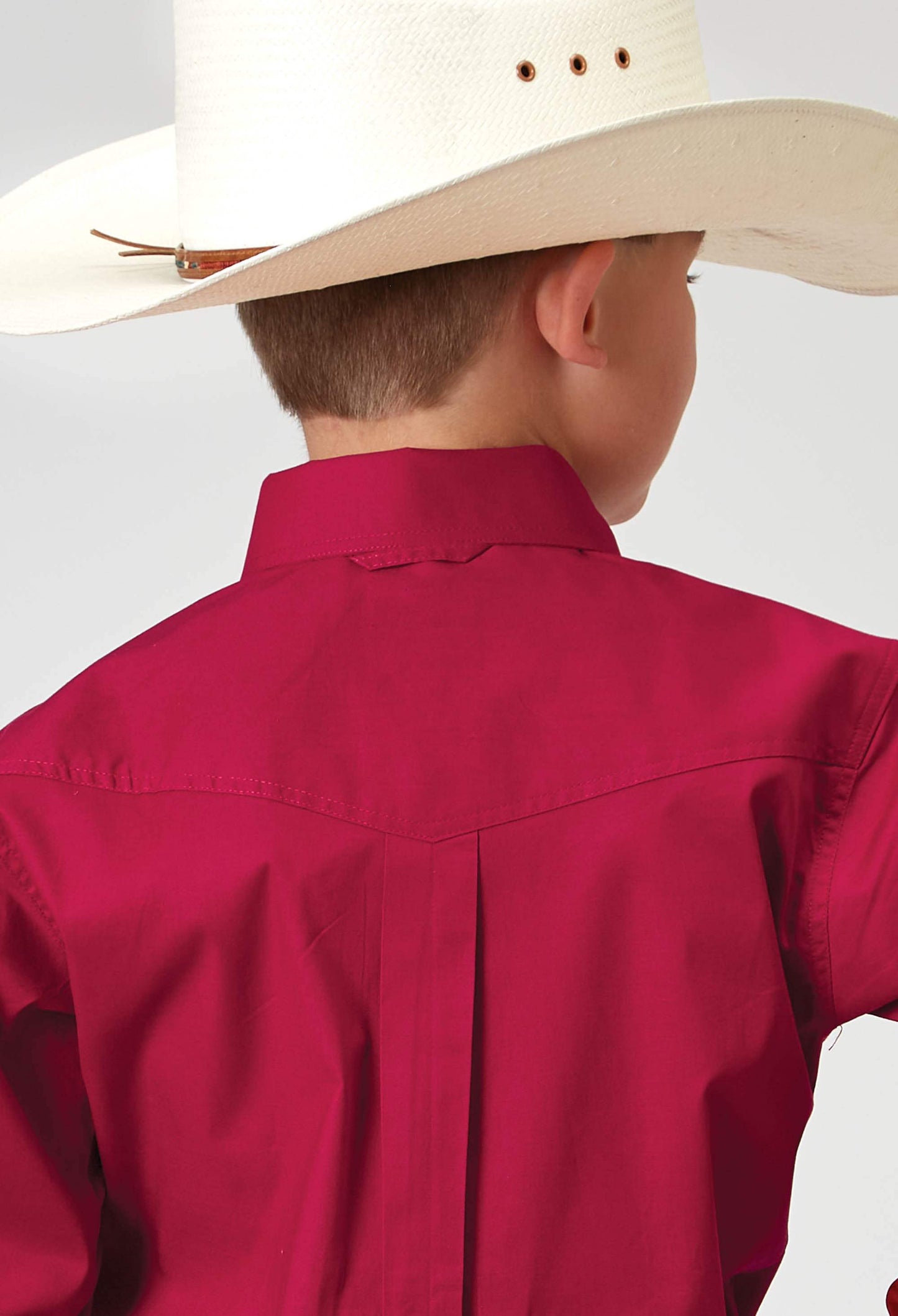 Roper Boys Long Sleeve Button Solid Poplin Stretch Red Western Shirt - Roper - Flyclothing LLC