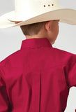 Roper Boys Long Sleeve Button Solid Poplin Stretch Red Western Shirt - Roper
