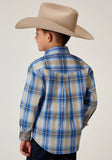 Roper Boys Long Sleeve Button Chicory Ombre Plaid Western Shirt - Roper