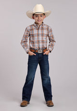 Boys Roper Saltillo Plaid Long Sleeve Button Shirt