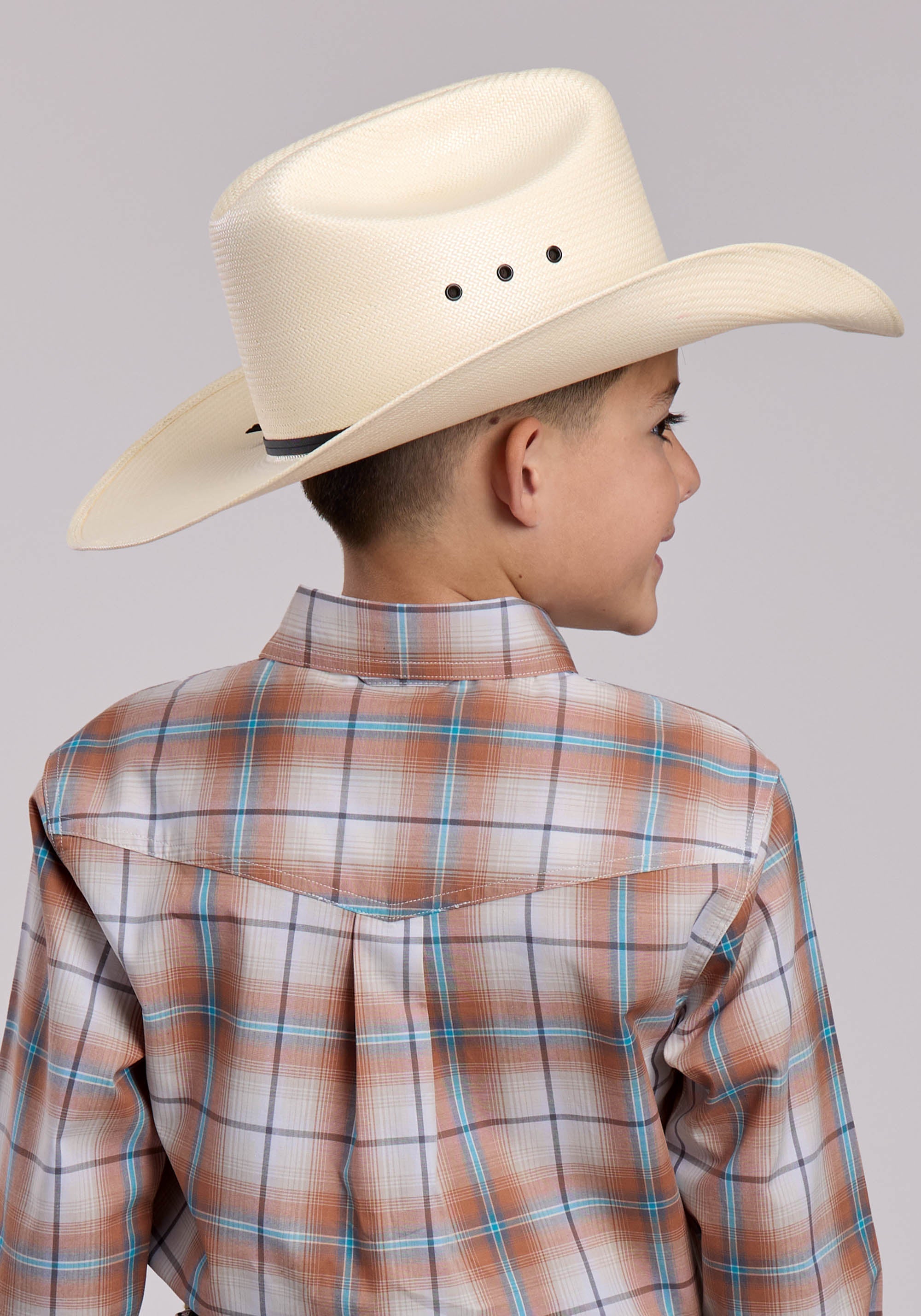 Boys Roper Saltillo Plaid Long Sleeve Button Shirt