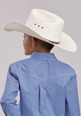 Boys Roper Stretch Mini Check Blue Long Sleeve Button Shirt - Roper - Flyclothing LLC